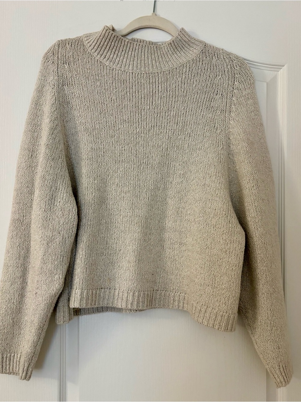 Old Navy Neutral Ribbed Mock Neck Sweater in Light Beige